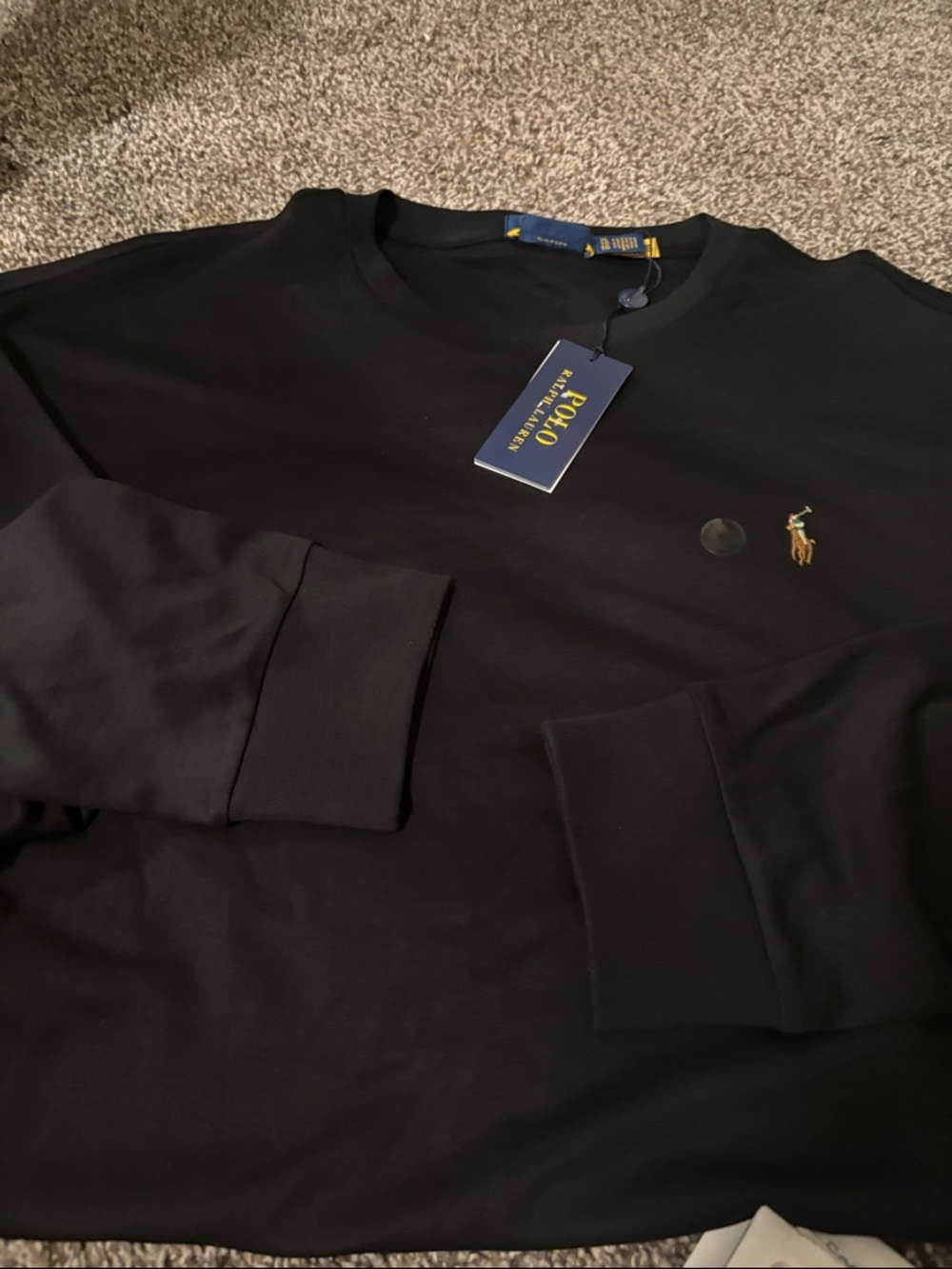 Polo by Ralph Lauren Black Crewneck Sweatshirt with Embroidered Pony